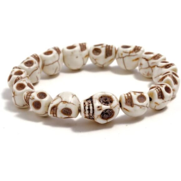 Stylish White & Turquoise Skull Bracelet - Fashionable Gothic Gift for Friends - Picture 1 of 6